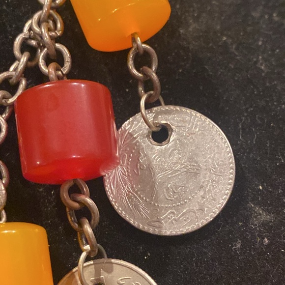 Antique-Vintage Chinese Coin Necklace with Butterscotch And Cherry Copal Amber - Picture 7 of 15
